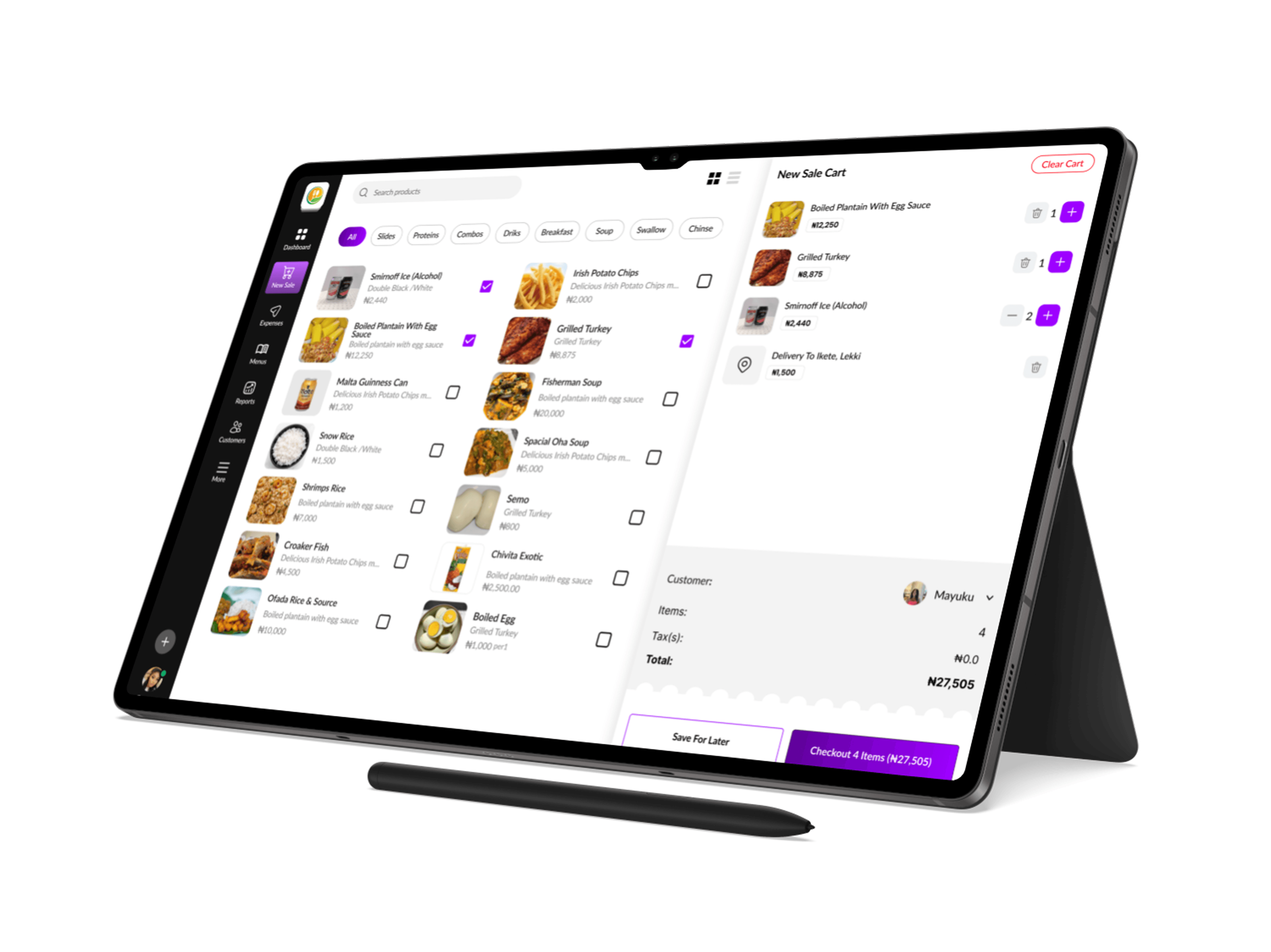 Visual representation of point of sale, sales management, order management tool SellWela